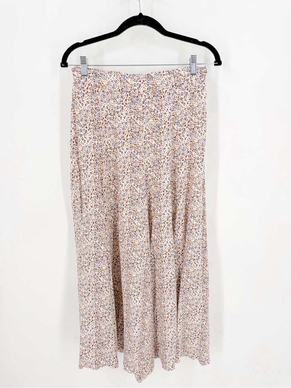 Leopard Print Wide Leg Pants Blue Brown Animal Print Size M